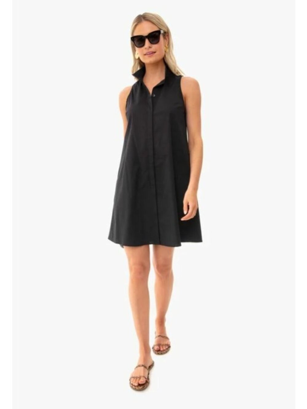 Tuckernuck Women's Black Sleeveless Charlie Shirt Dress Stretch Sheen sz XS - Picture 5 of 10